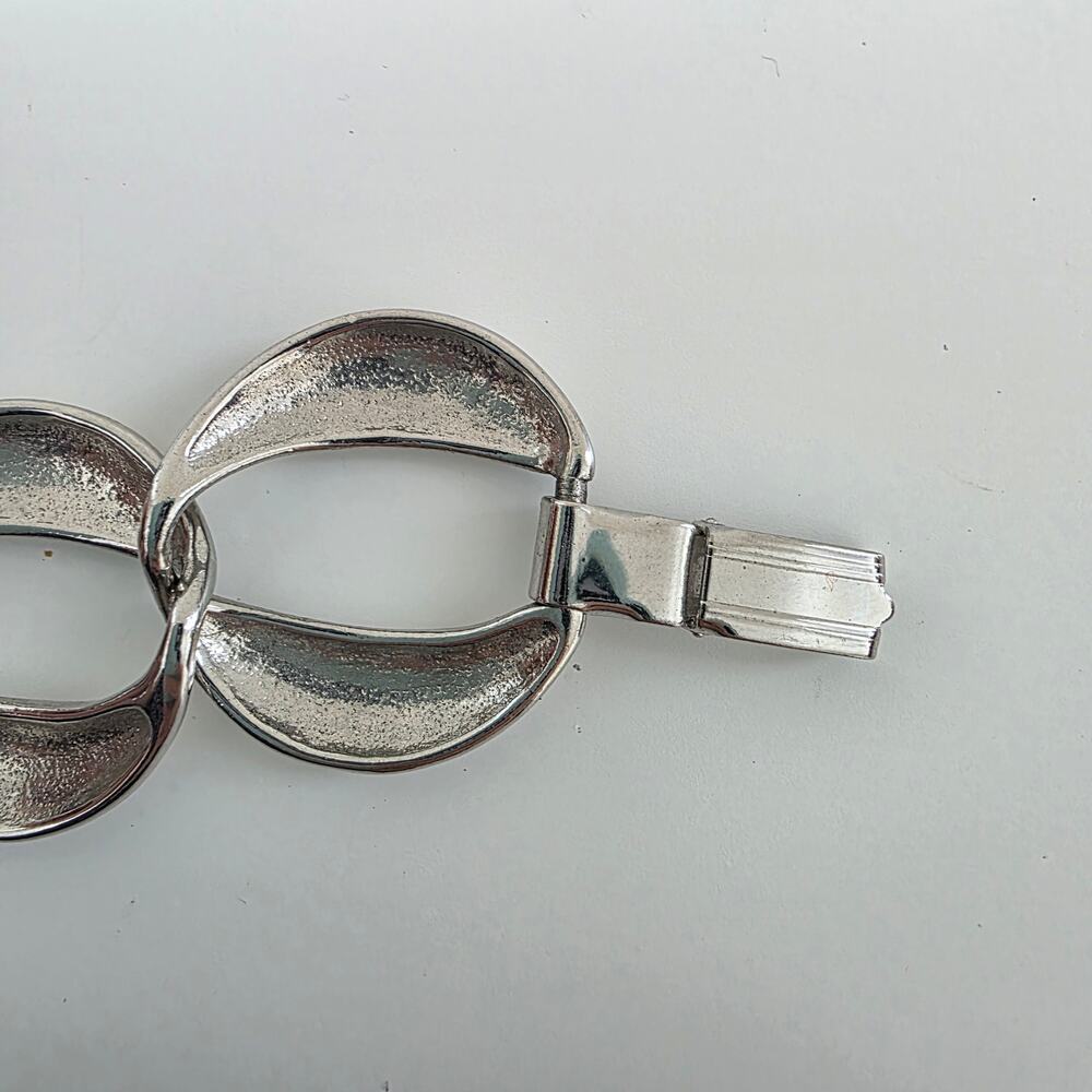 Vintage Silver Tone Link Necklace and Bracelet Set Statement Chunky Chain Bold - Picture 7 of 11